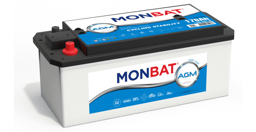 СТАРТОВ АКУМУЛАТОР 220AH AGM START/STOP MONBAT 1400A Д+ 
